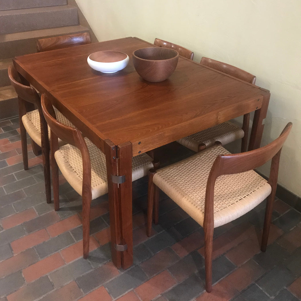 Rosewood + Chrome Dining Table
