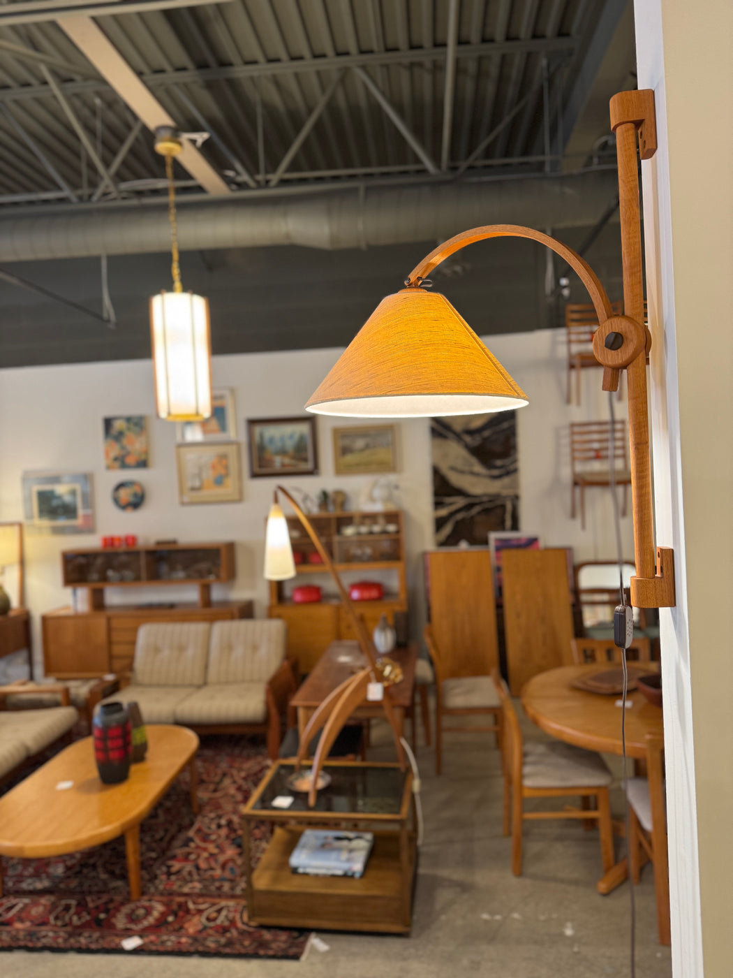SALE • Vintage Teak Wall Lamp