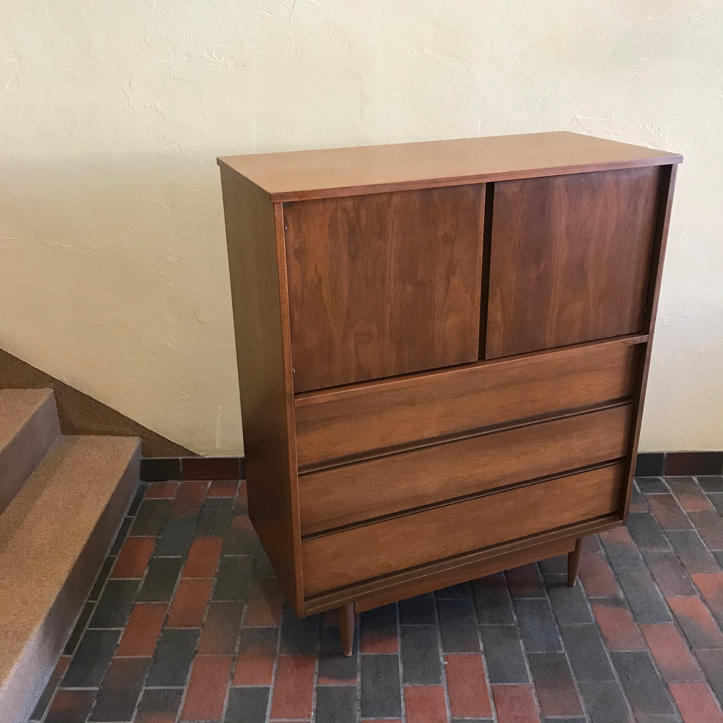 Vintage Walnut Tallboy Dresser