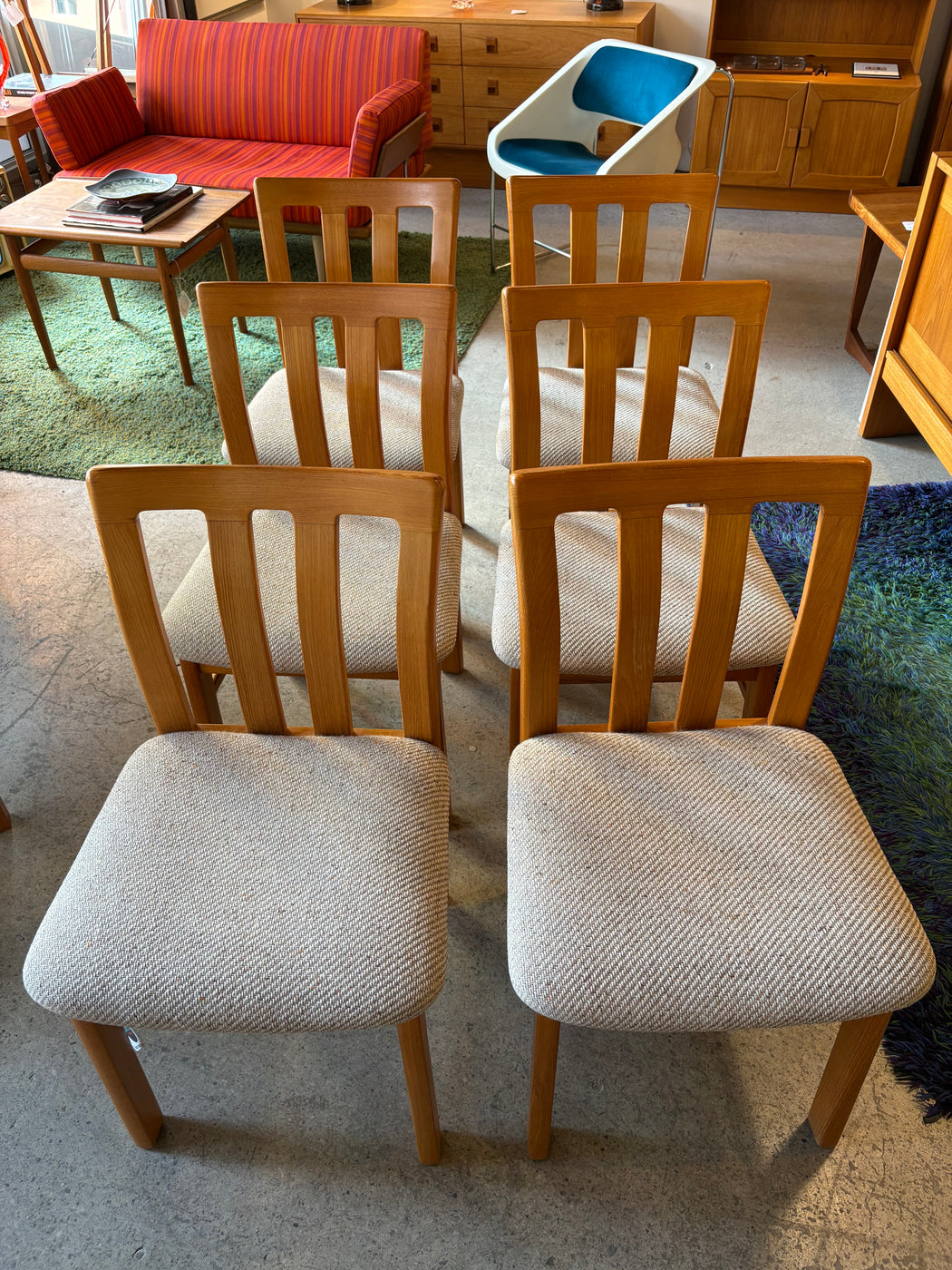 Set of 6 Teak RS Associates Dining Chairs