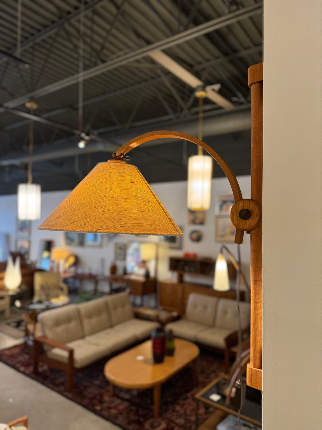 SALE • Vintage Teak Wall Lamp