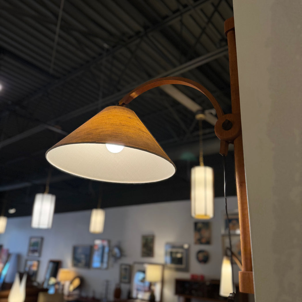 SALE • Vintage Teak Wall Lamp