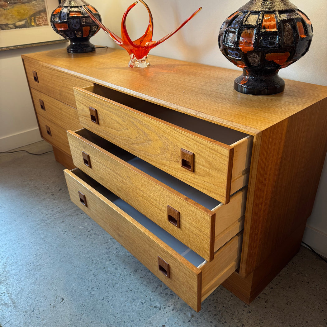 Teak Six Drawer Dresser