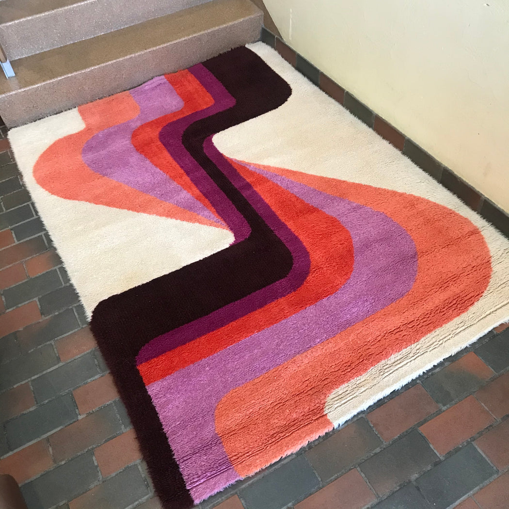 Pink Orange + Purple Rya Rug