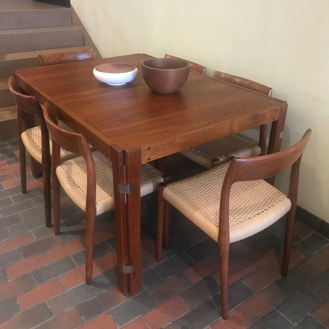 Rosewood + Chrome Dining Table