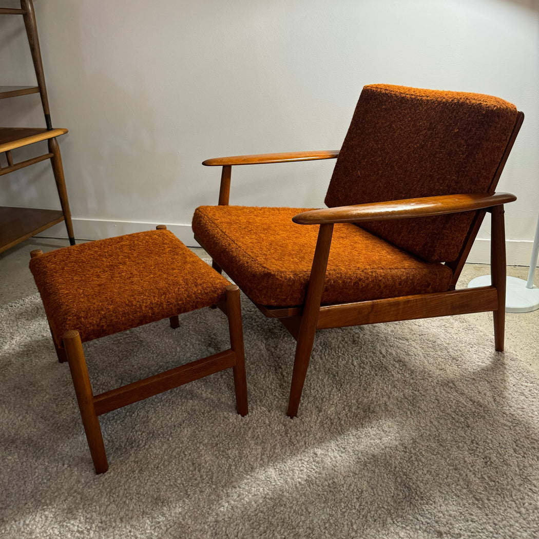 Danish Teak Lounge Chair + Ottoman