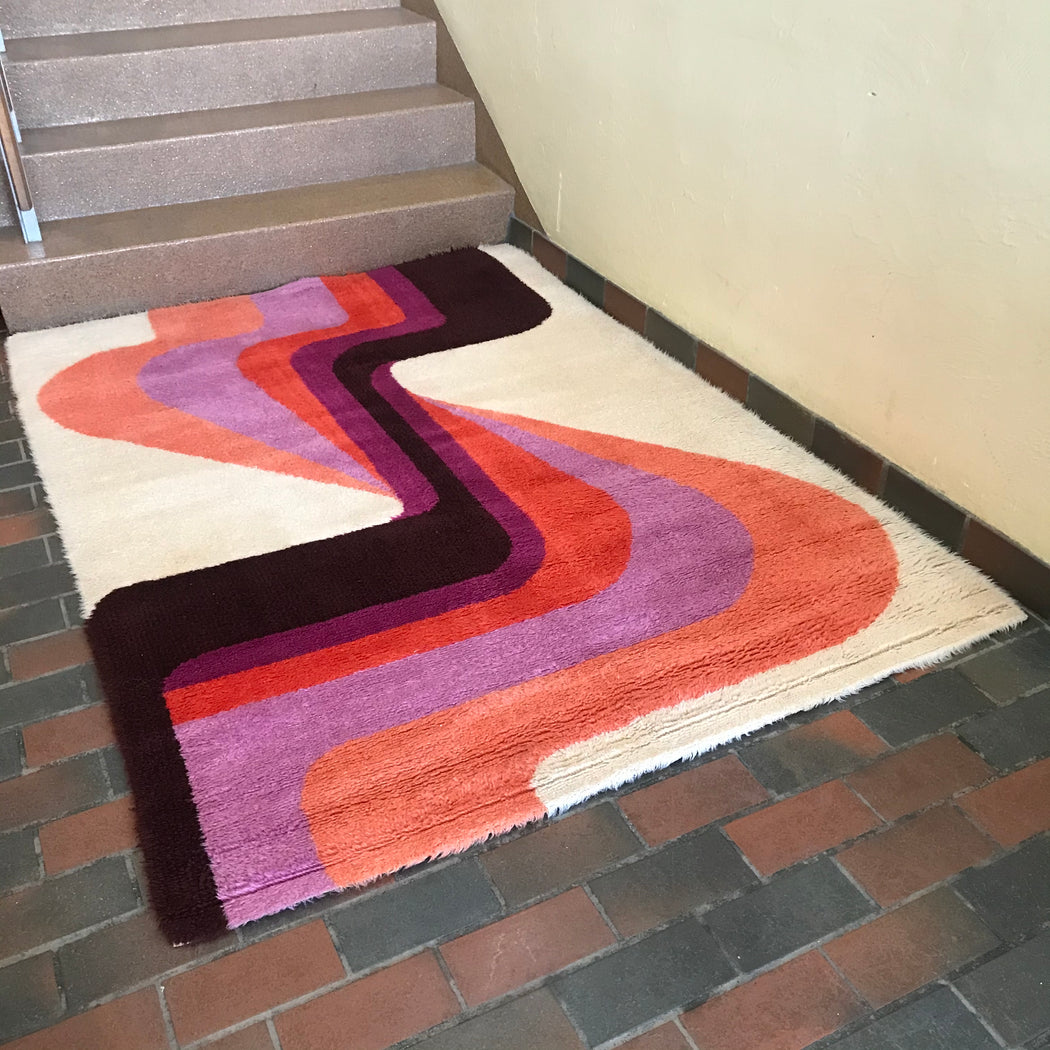 Pink Orange + Purple Rya Rug
