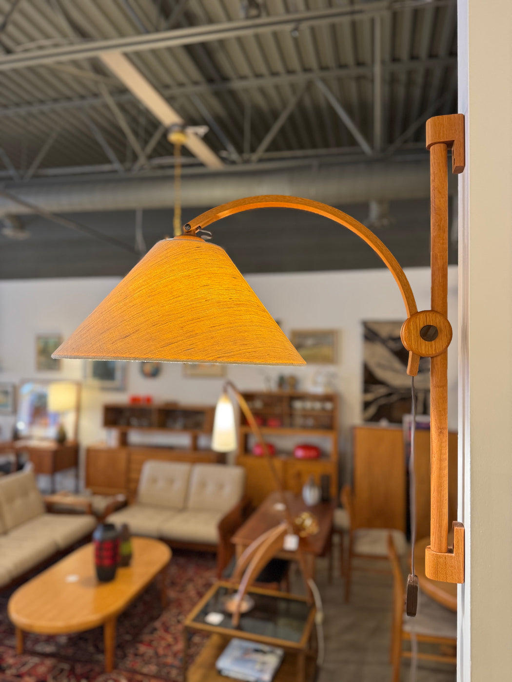 SALE • Vintage Teak Wall Lamp
