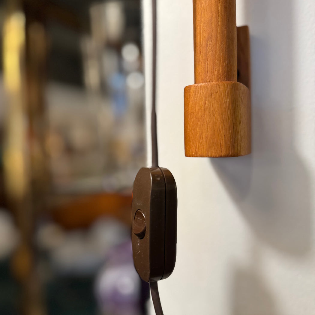 SALE • Vintage Teak Wall Lamp