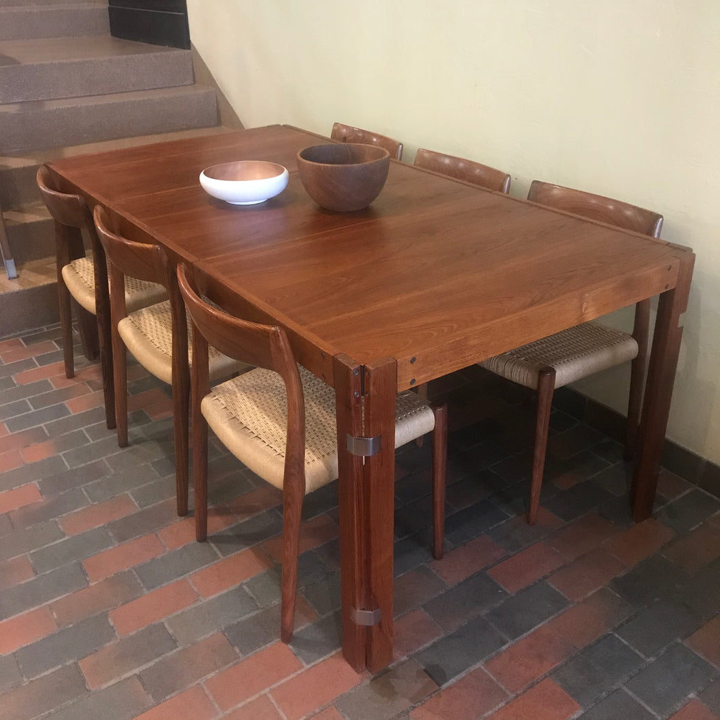 Rosewood + Chrome Dining Table