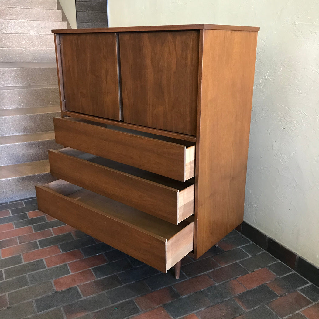 Vintage Walnut Tallboy Dresser