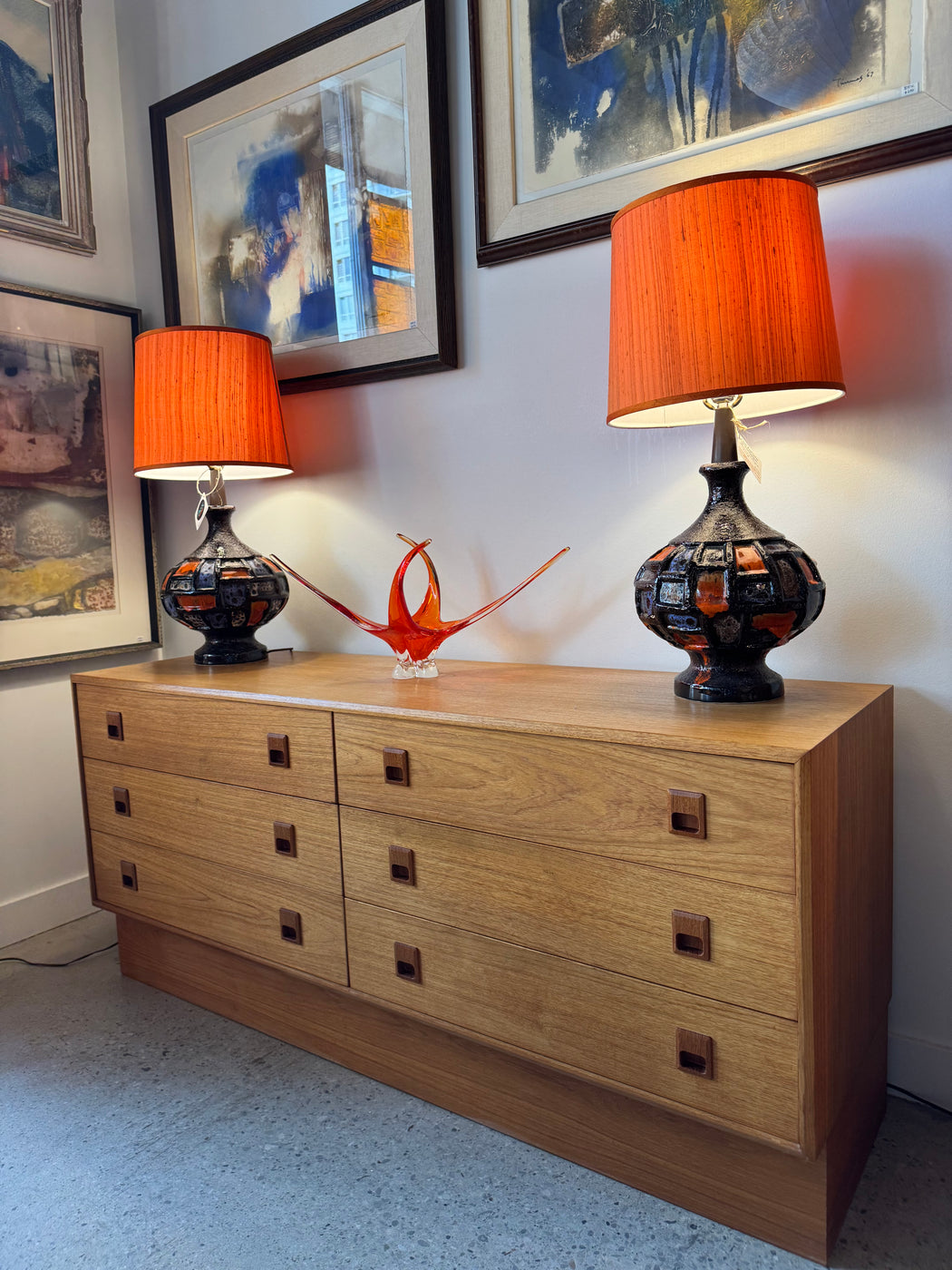 Teak Six Drawer Dresser