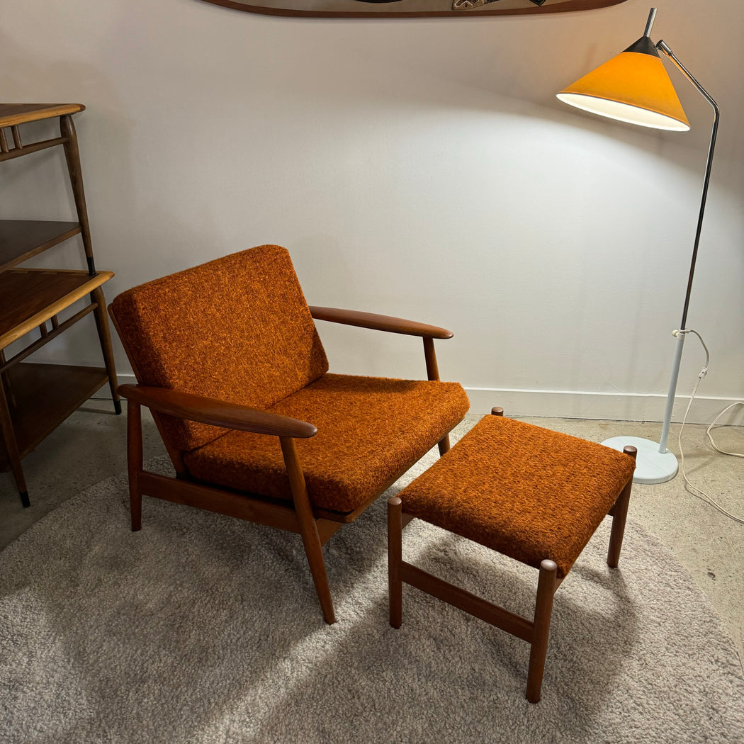 Danish Teak Lounge Chair + Ottoman