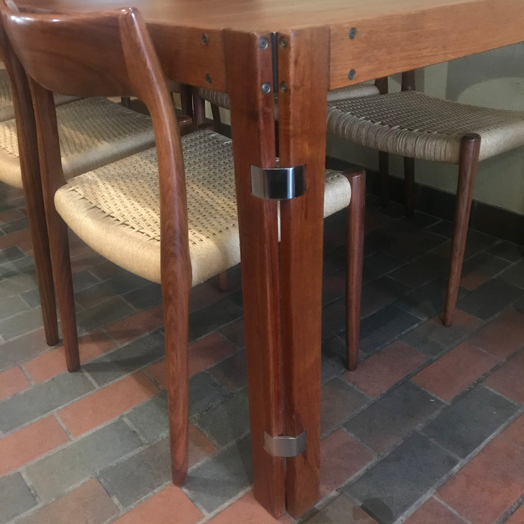 Rosewood + Chrome Dining Table