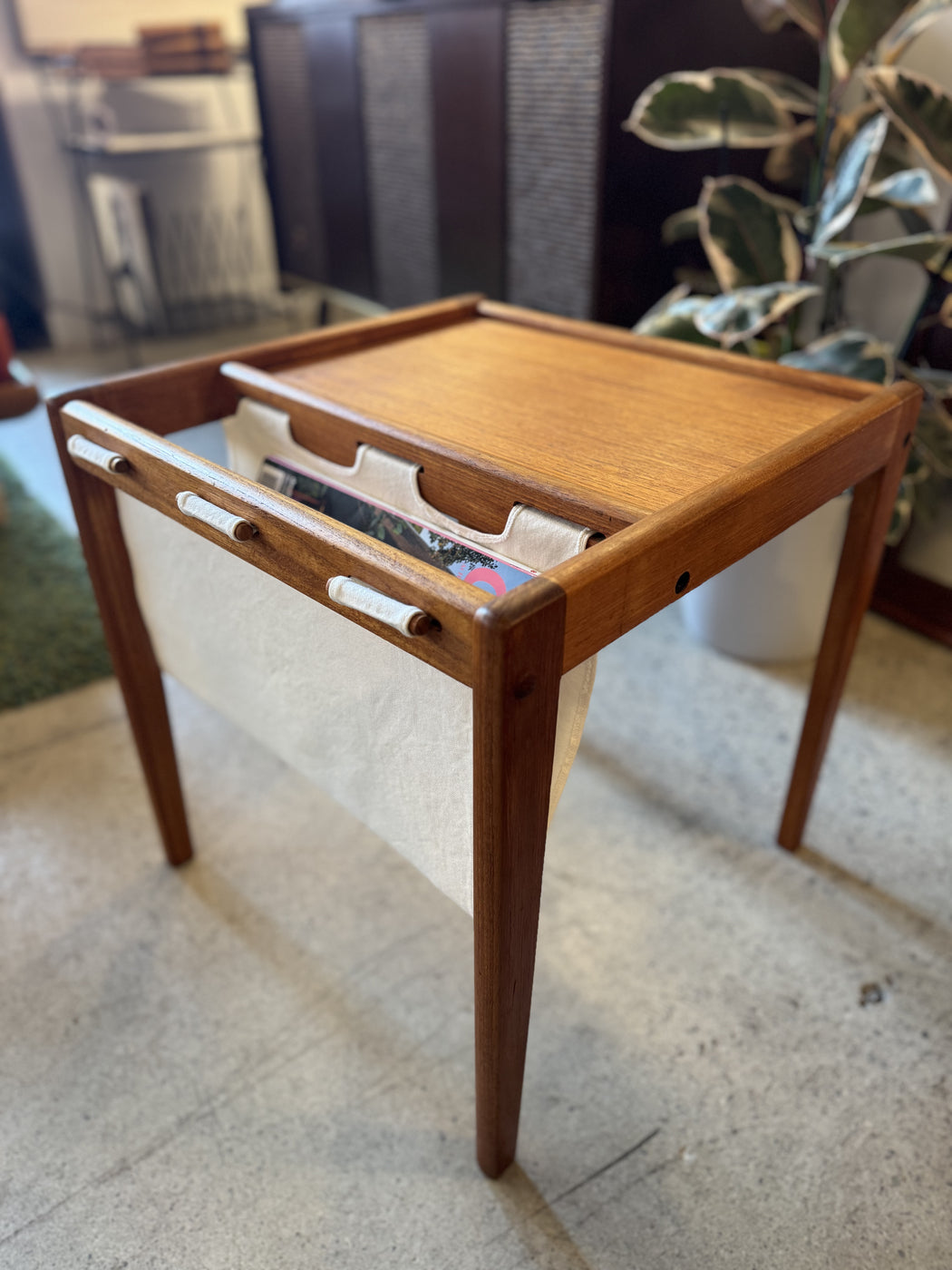 Teak Magazine Rack Table