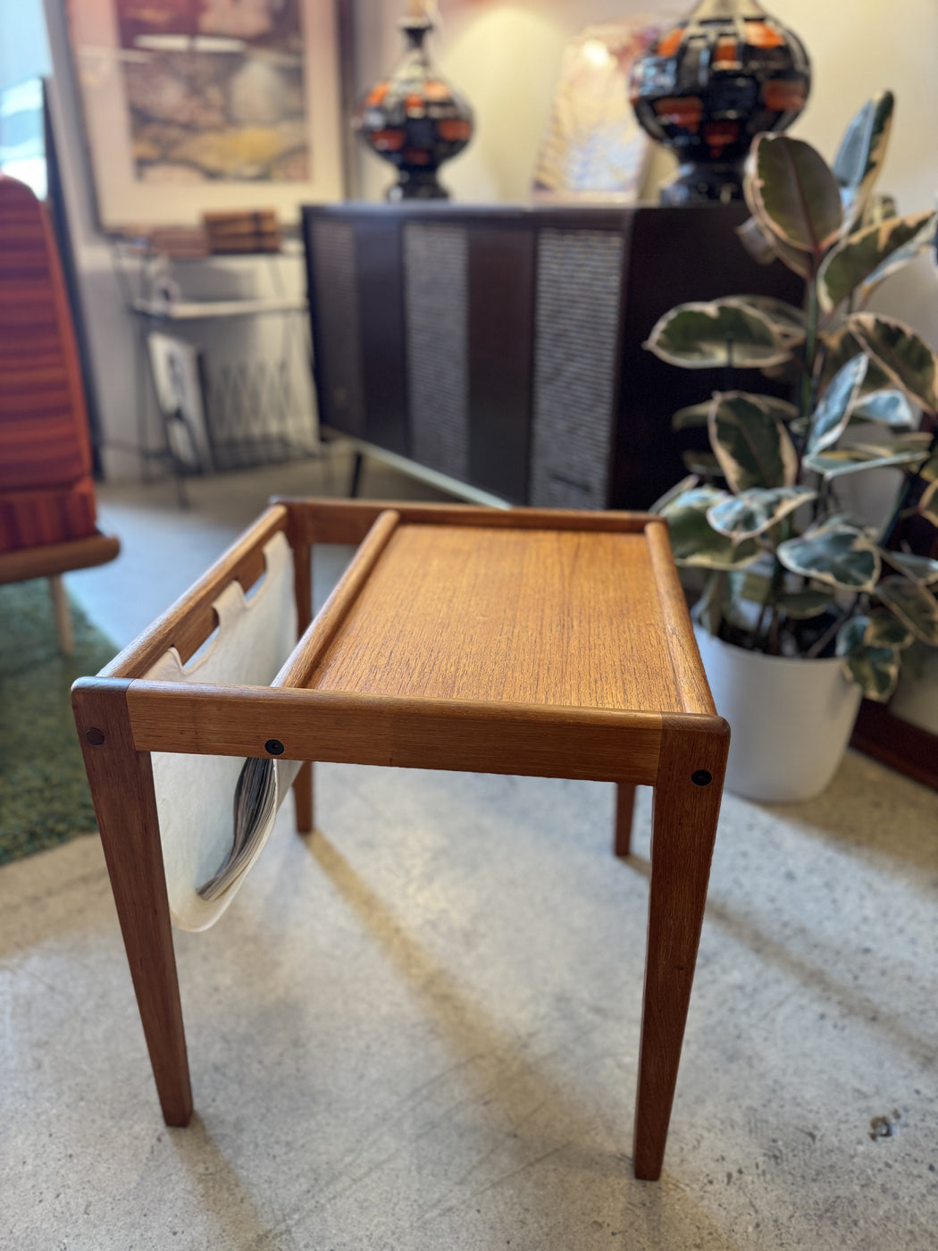 Teak Magazine Rack Table