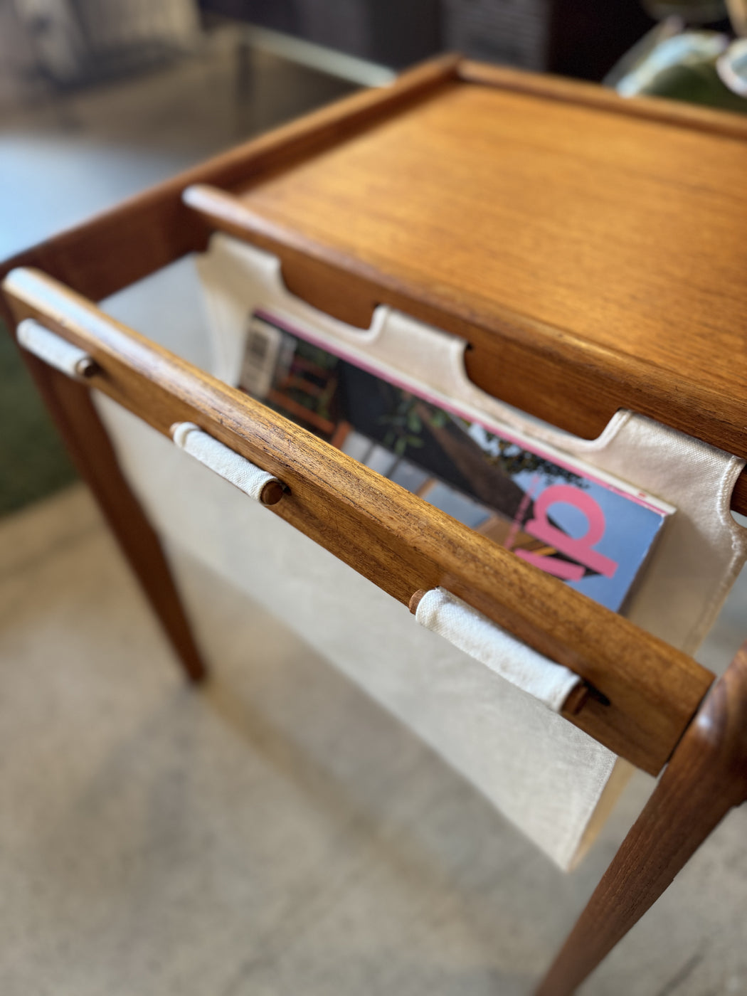 Teak Magazine Rack Table