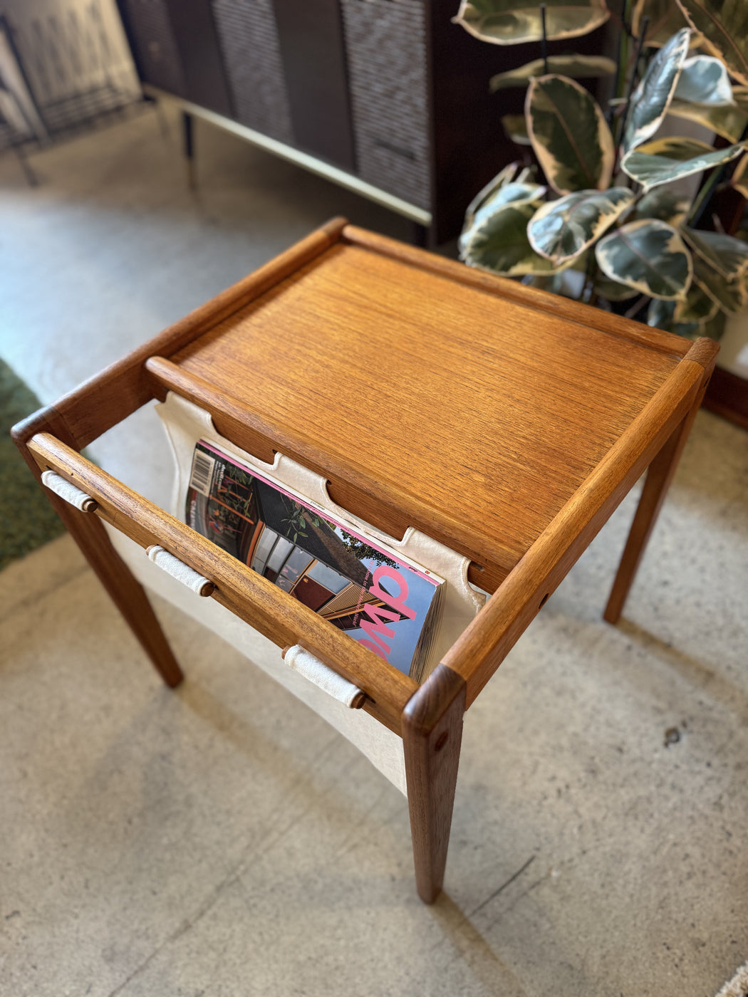 Teak Magazine Rack Table
