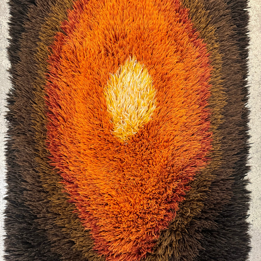 Small Yellow Orange Brown Rya Rug