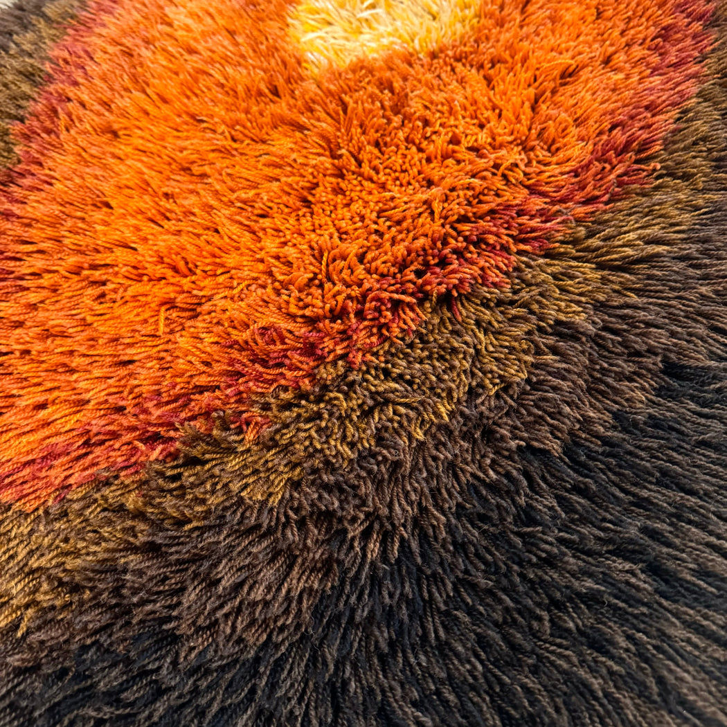 Small Yellow Orange Brown Rya Rug