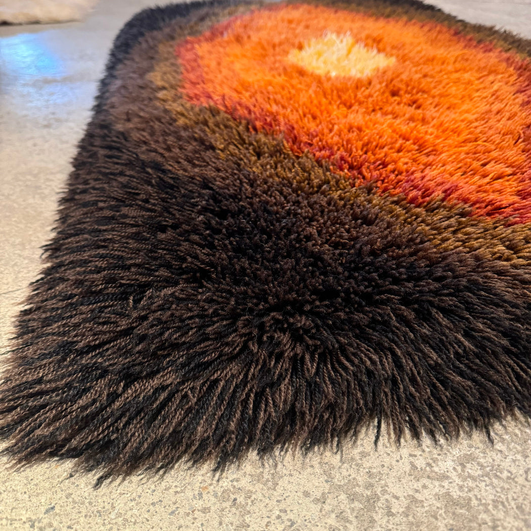 Small Yellow Orange Brown Rya Rug
