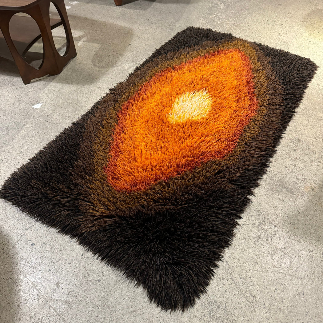 Small Yellow Orange Brown Rya Rug