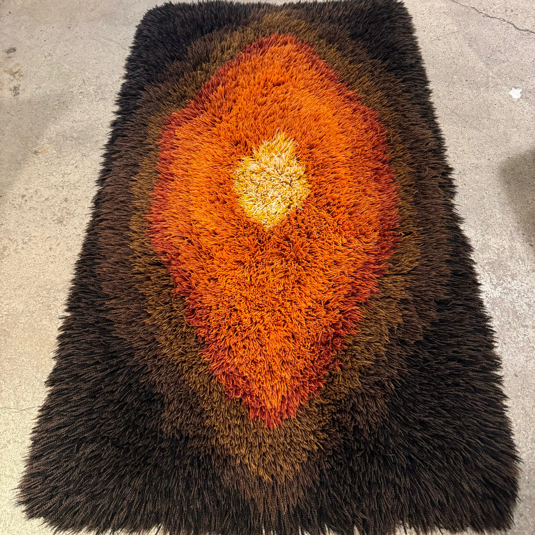 Small Yellow Orange Brown Rya Rug