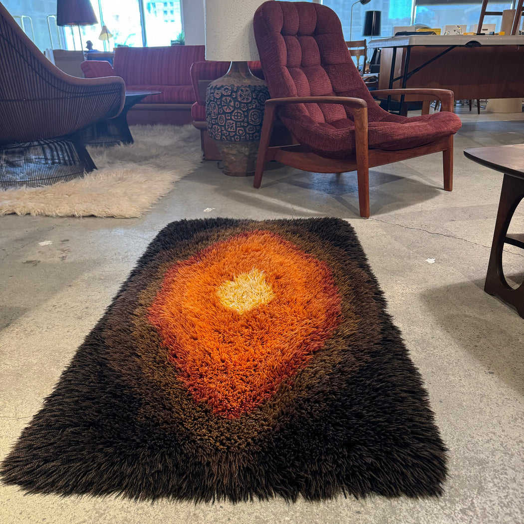 Small Yellow Orange Brown Rya Rug