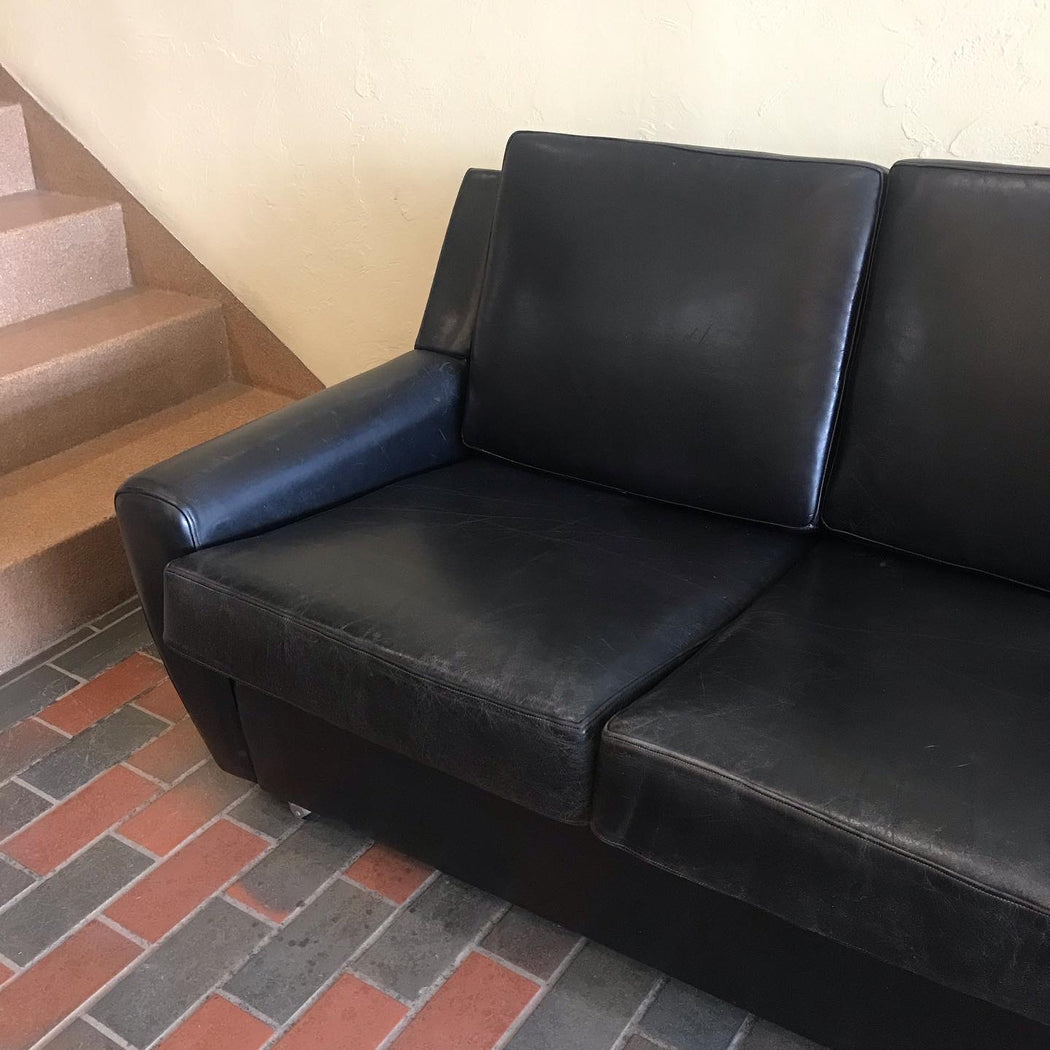 1970s Four Seat Leather Sofa