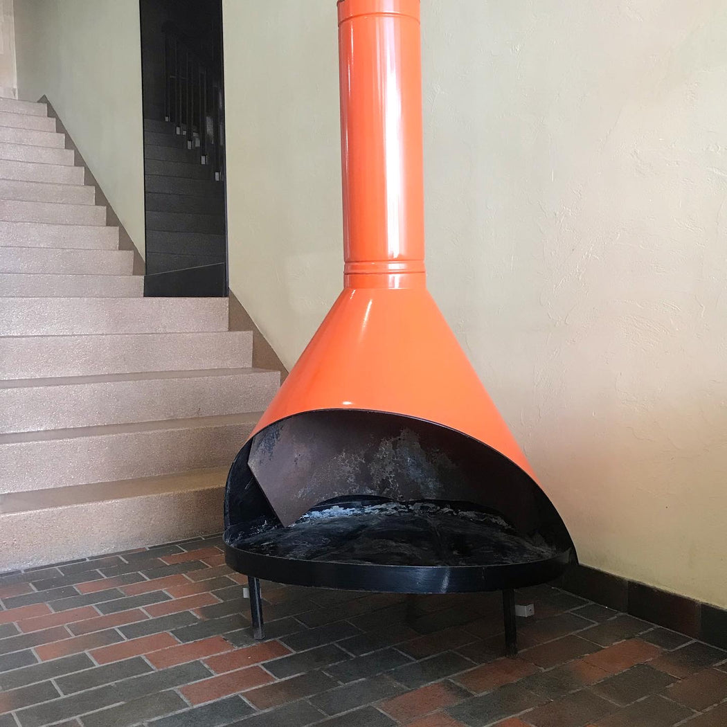 Midcentury Malm Orange Fireplace