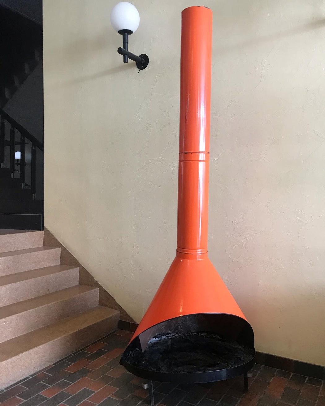 Midcentury Malm Orange Fireplace