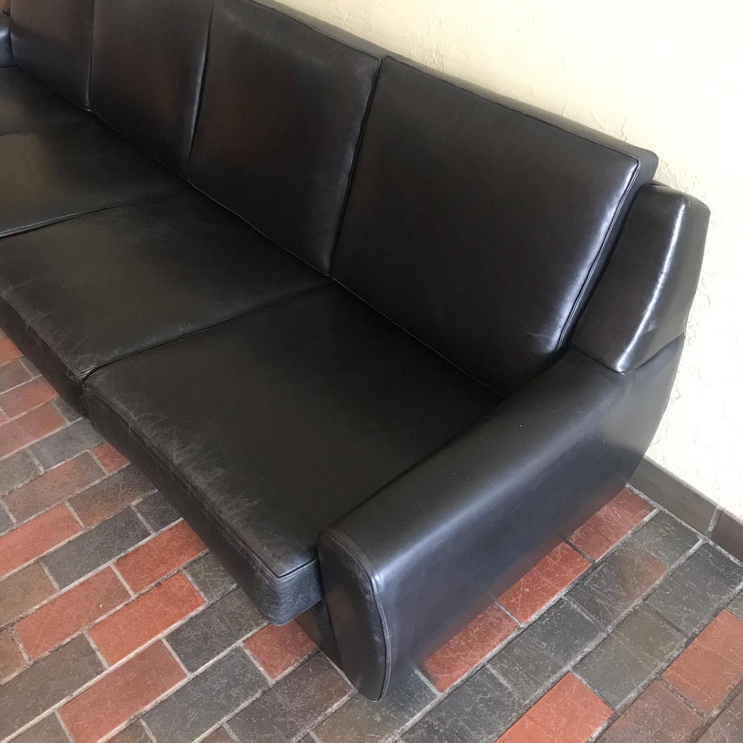1970s Four Seat Leather Sofa