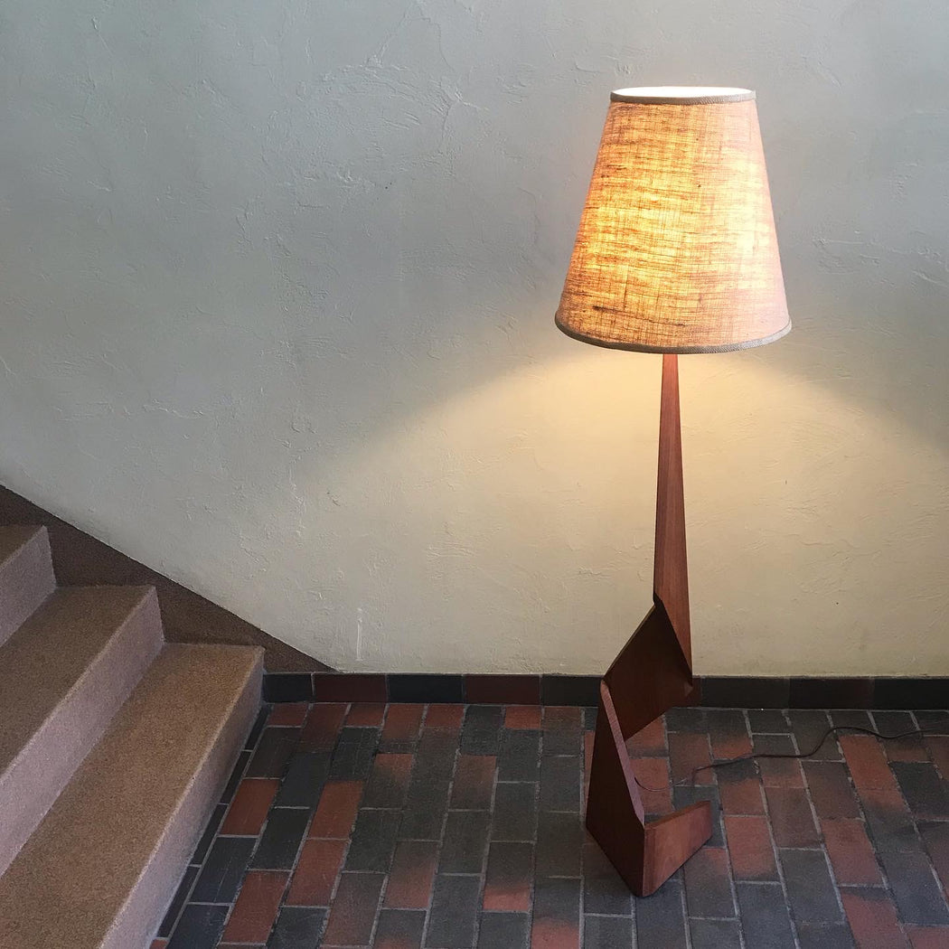 Teak Zig Zag Floor Lamp