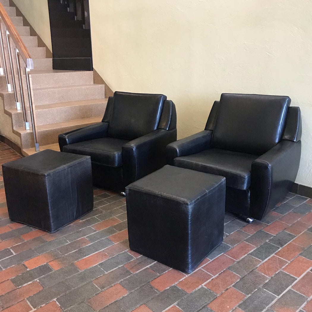 1970s Black Leather Lounge Chair