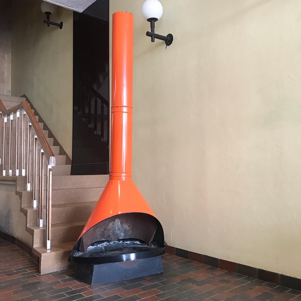Midcentury Malm Orange Fireplace