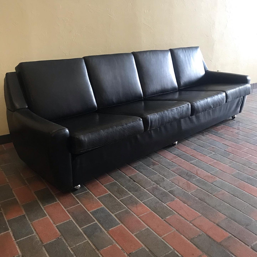1970s Four Seat Leather Sofa