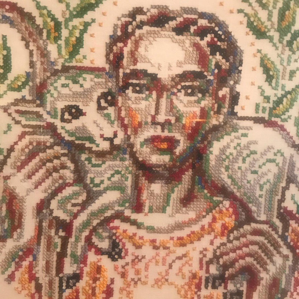 Vintage Wood Framed Cross Stitch