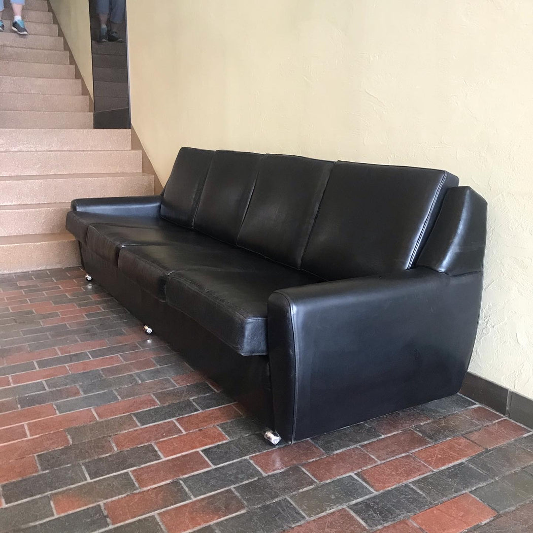 1970s Four Seat Leather Sofa