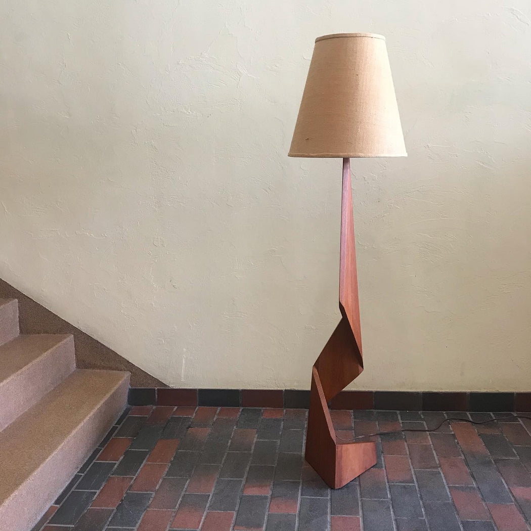 Teak Zig Zag Floor Lamp