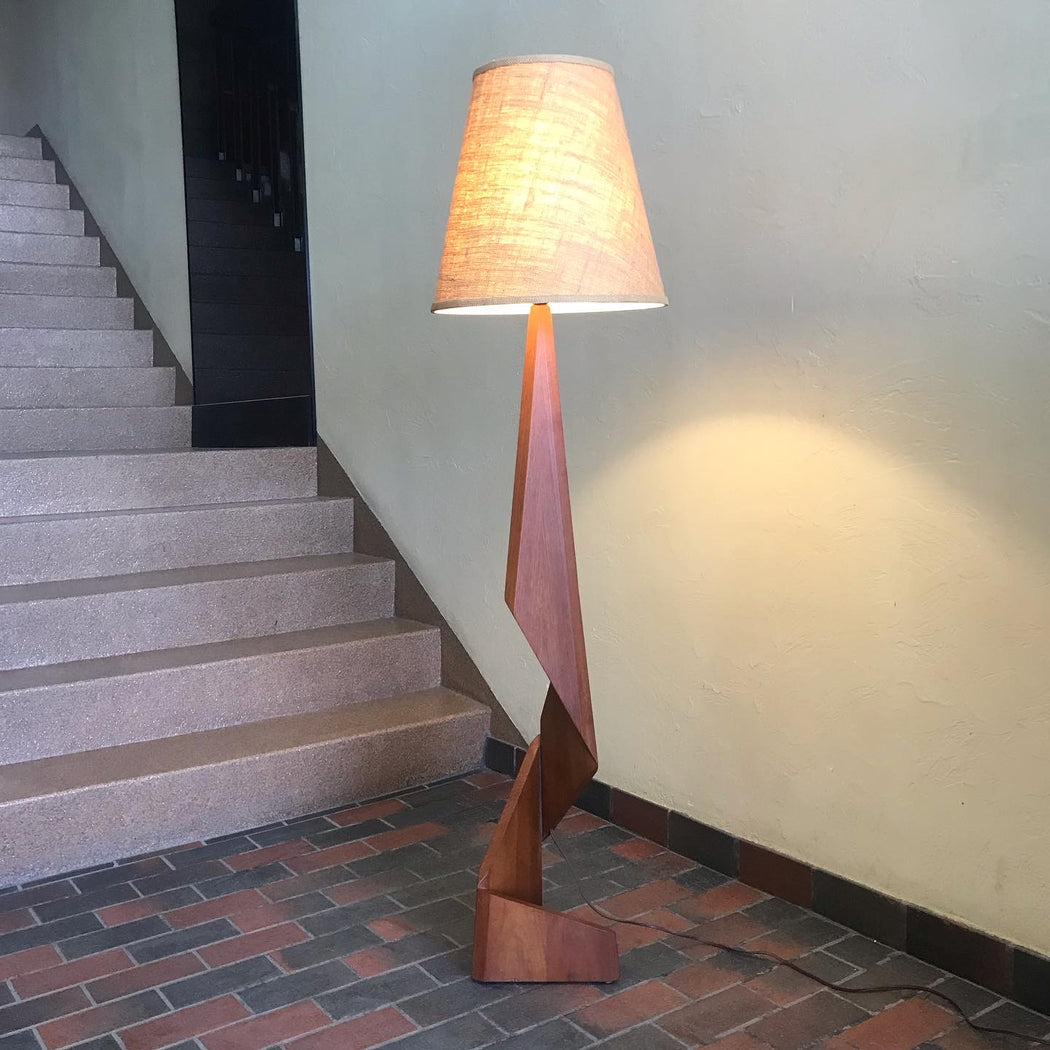 Teak Zig Zag Floor Lamp