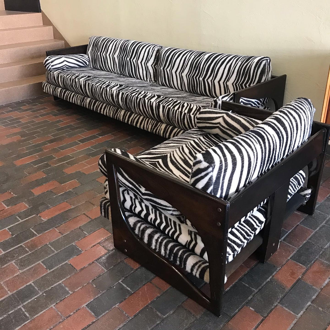 SALE • Vintage Zebra Couch + Chair