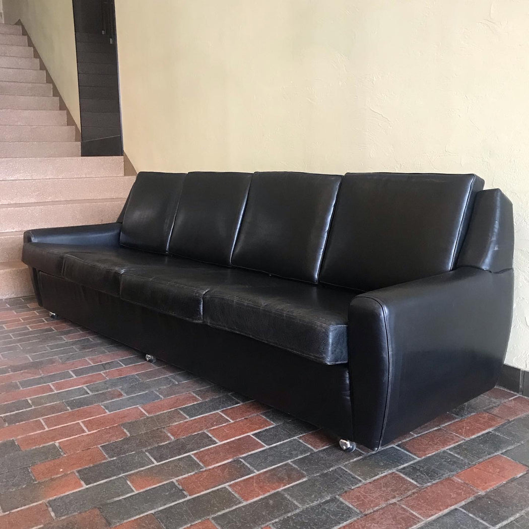 1970s Four Seat Leather Sofa