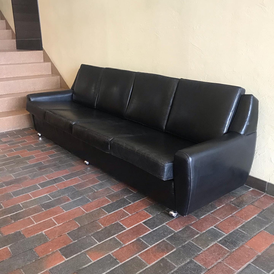 1970s Four Seat Leather Sofa