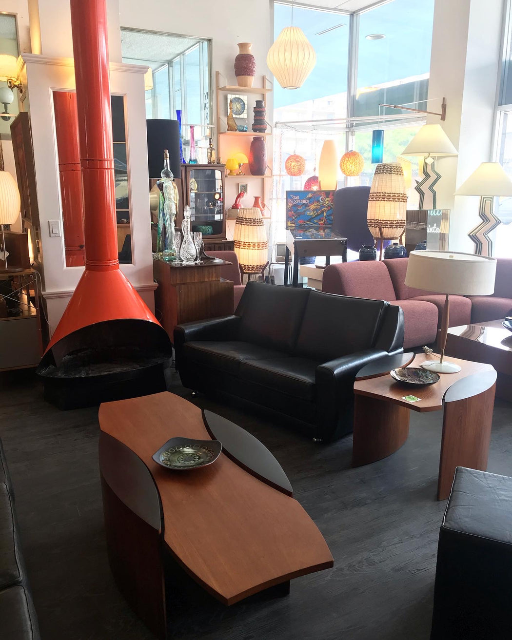 Midcentury Malm Orange Fireplace