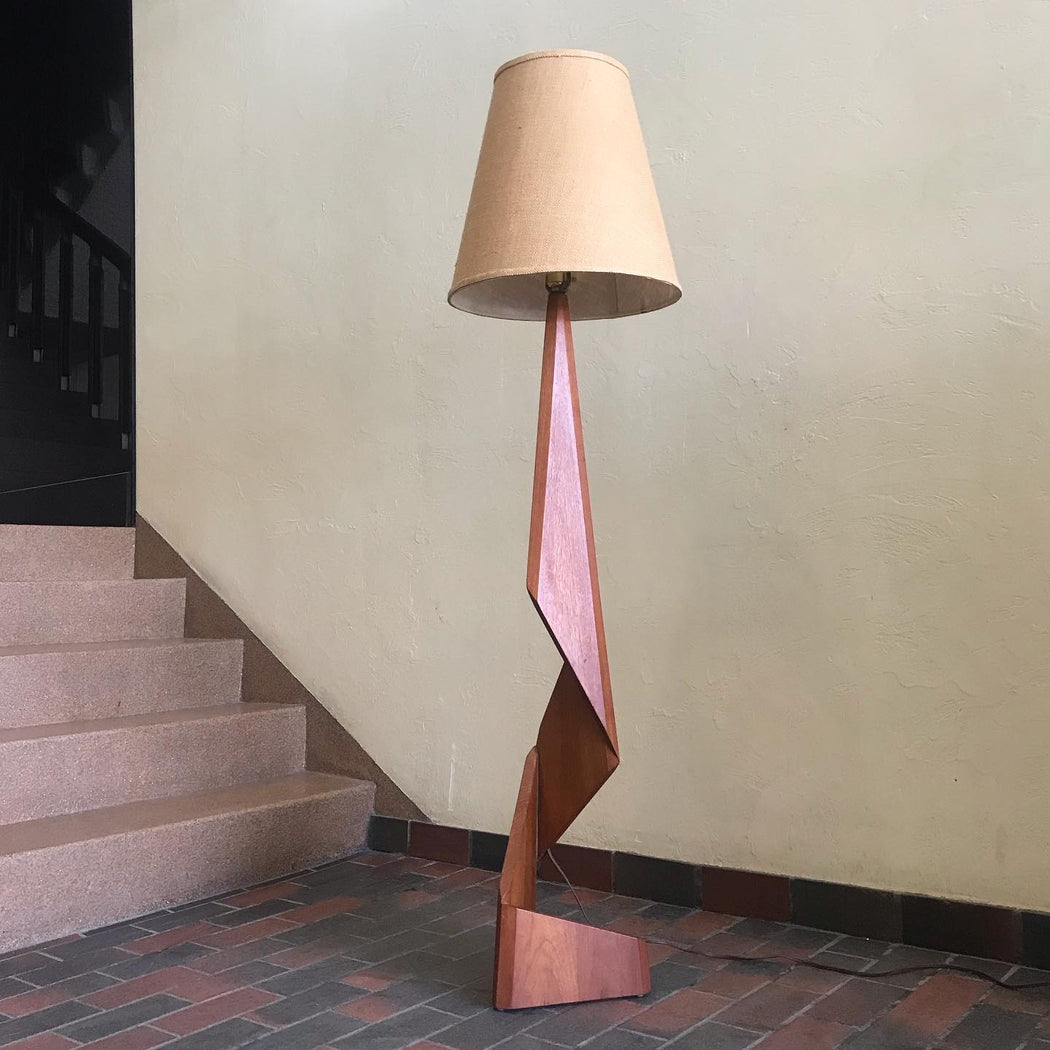 Teak Zig Zag Floor Lamp