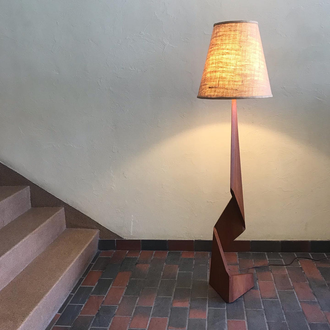 Teak Zig Zag Floor Lamp