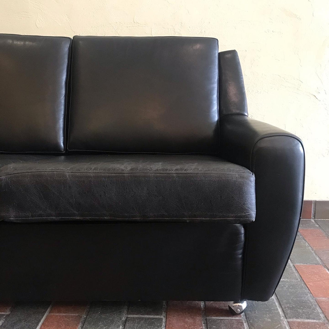 1970s Four Seat Leather Sofa