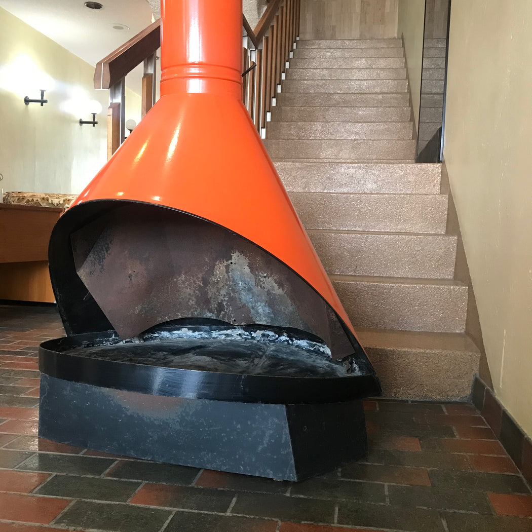 Midcentury Malm Orange Fireplace