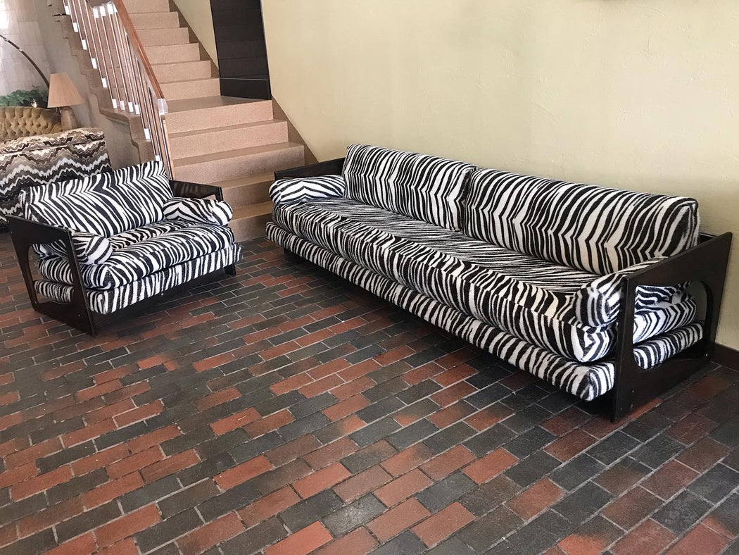 SALE • Vintage Zebra Couch + Chair