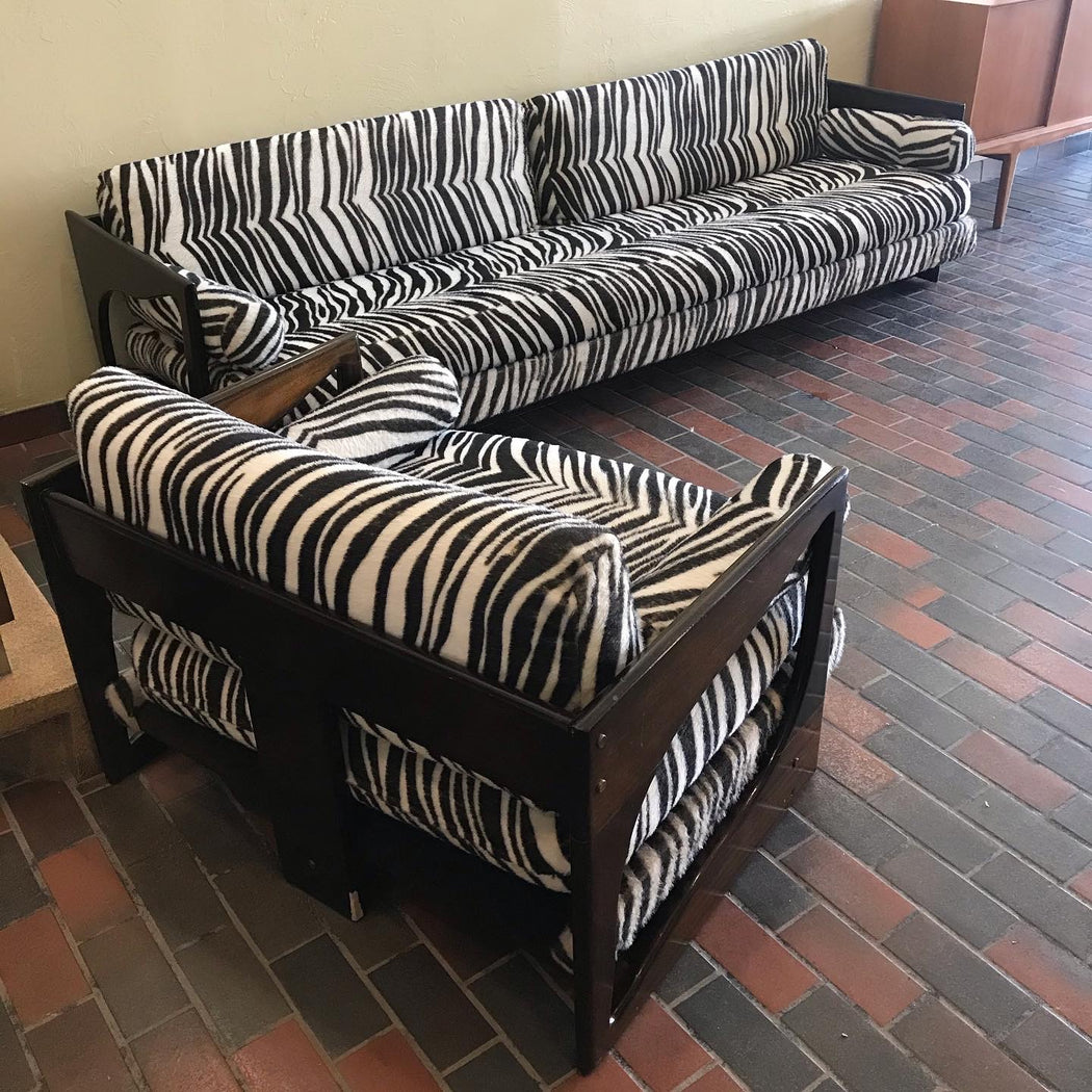 SALE • Vintage Zebra Couch + Chair